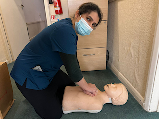 Nurse performing CPR